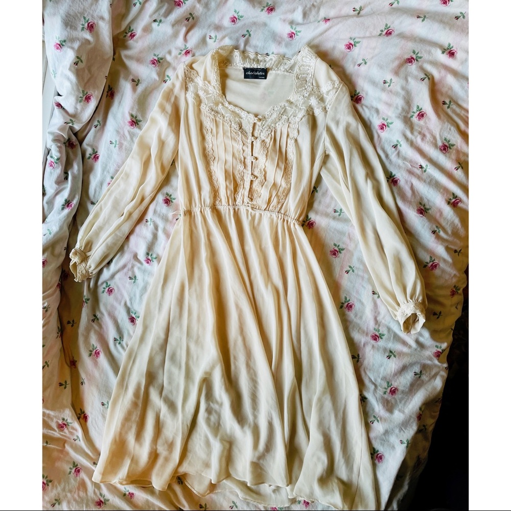 Cottagecore Vintage Lace Trimmed Dress🪡